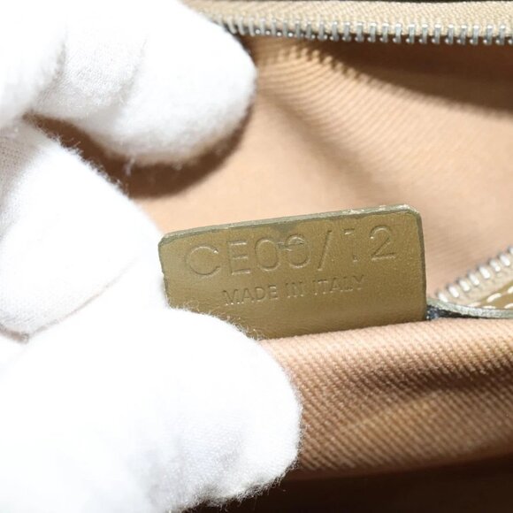 CELINE C Macadam Canvas Shoulder Bag Beige Brown Silver Auth gh040 - Picture 2 of 14